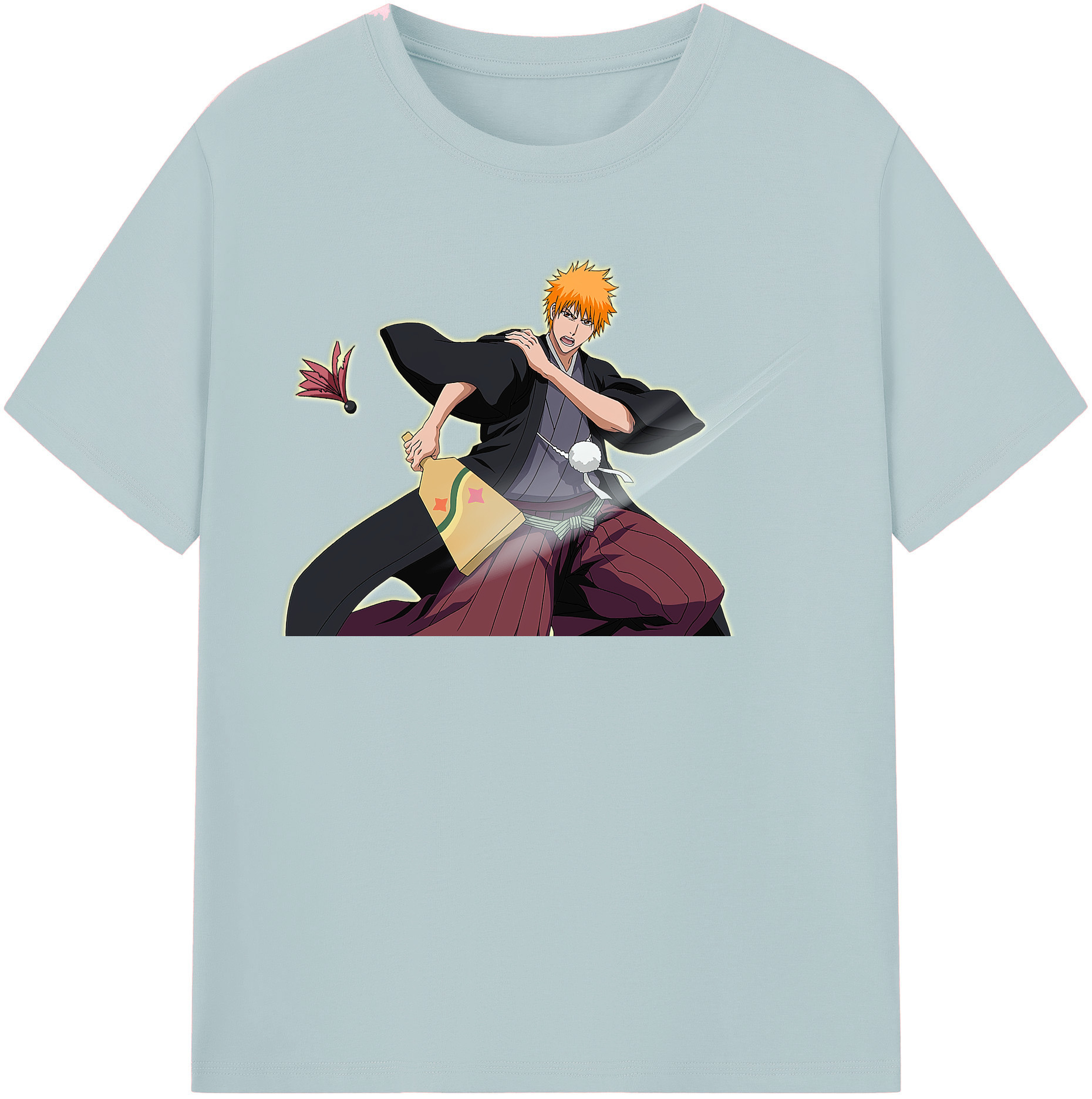 （画像用） ブリーチ 黒崎一護（くろさき いちご）BLEACH Kurosaki Ichigo 綿100％半袖Tシャツ（フロントプリント）